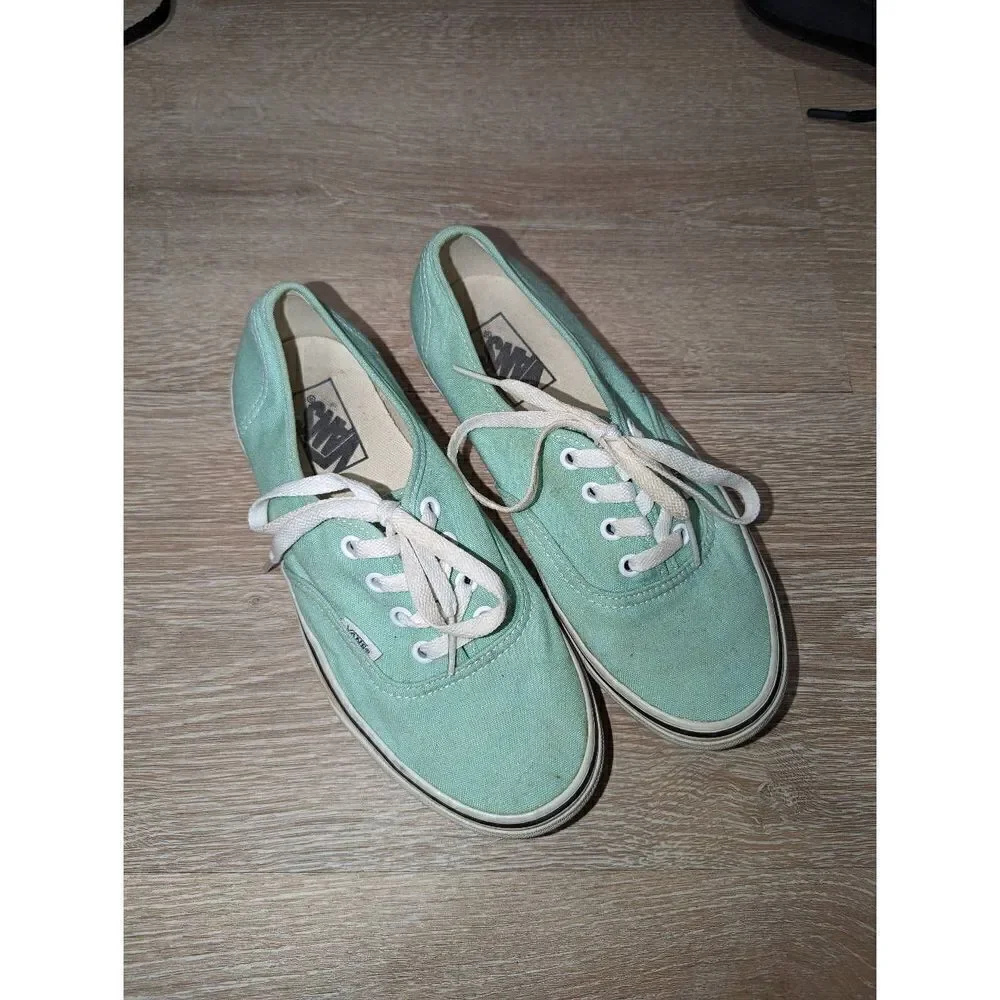 VANS Women Sz 7.5 M Green Lace Up Fashion‎ Sneakers Fabric Shoe